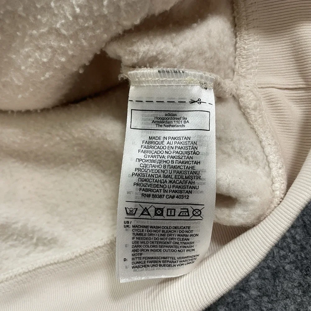 Adidas Originals Trefoil Hoodie Small Tan Beige Fleece Pullover Center Logo